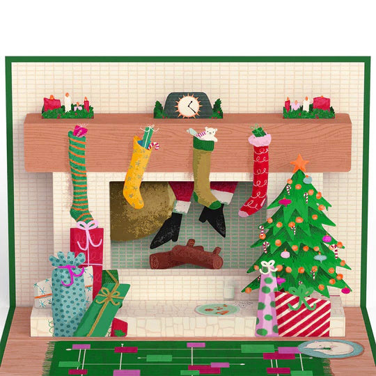 Santa Down the Chimney Christmas Pop-Up Card