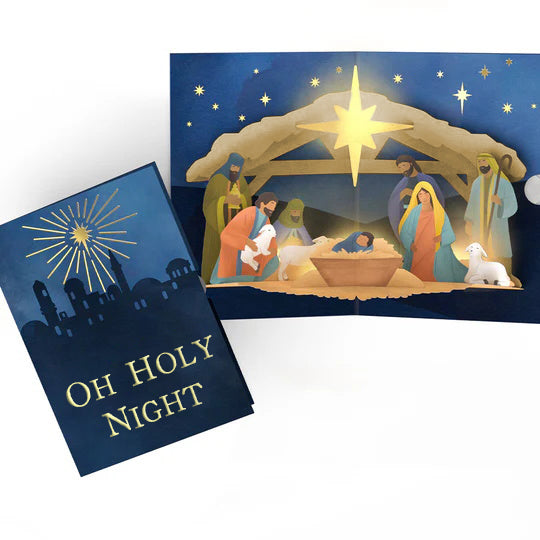 Oh Holy Night Nativity Light-Up Pop-Up Card