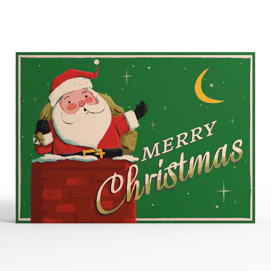 Santa Down the Chimney Christmas Pop-Up Card